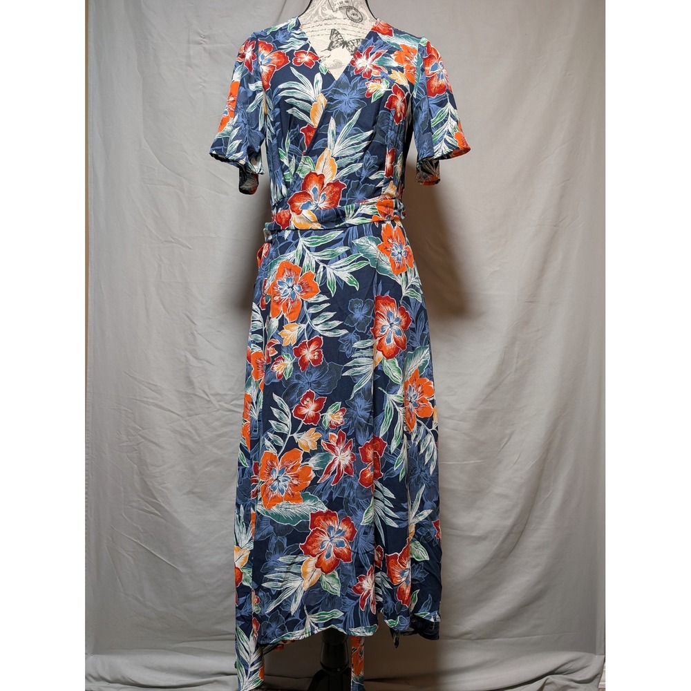 One Clothing Navy Floral Wrap Dress Duster Kimono Cover-Up New Women's Medium
